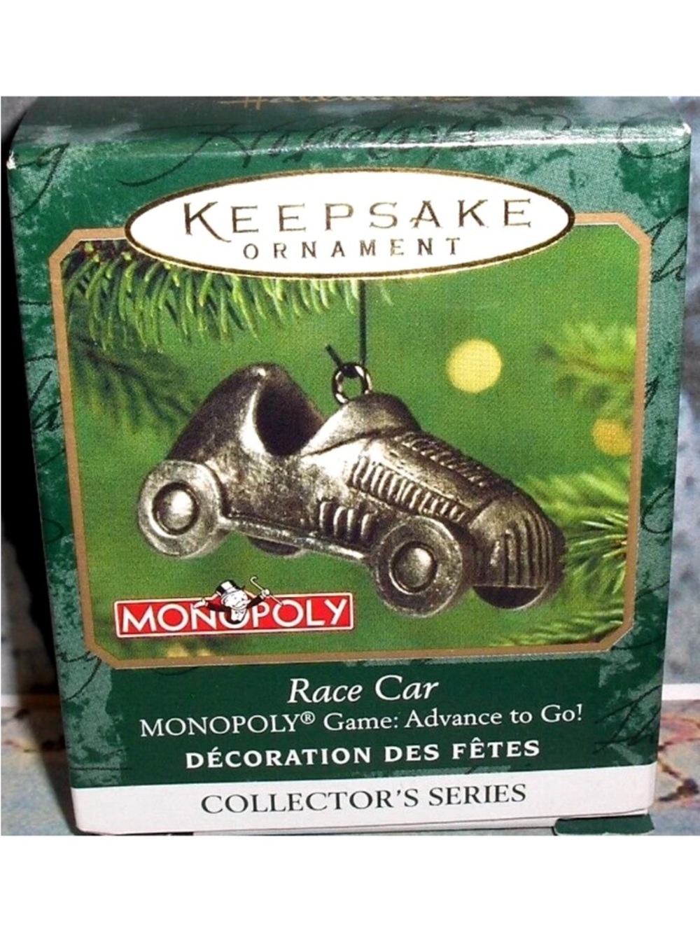 RACE CAR Miniature-Monopoly 2nd In Advance To Go Hallmark Ornament Vintage HTF